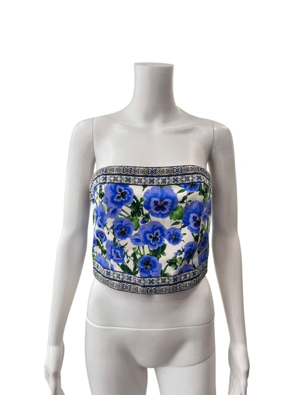 $250 Alice + Olivia Blue Perect Pansy Bandeau Ceresi Top size 12 - Picture 3 of 8
